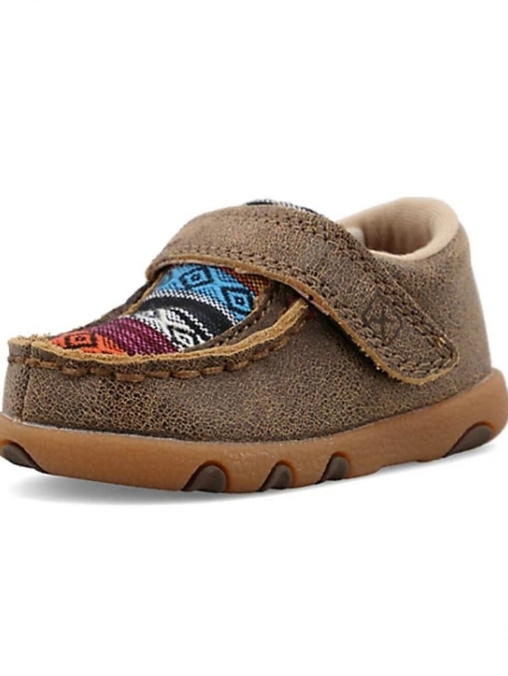 Twisted X Unisex Infant Driving Brown Moccasin Shoe with Colorful Woven Accent 7